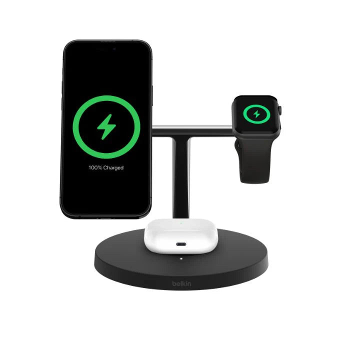 Belkin BoostCharge 3-in-1 Qi2 wireless charger, Black