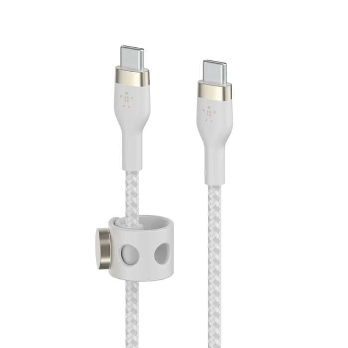 Belkin BoostCharge PRO Flex USB-C to USB-C Braided Silicone Cable, 1M, White
