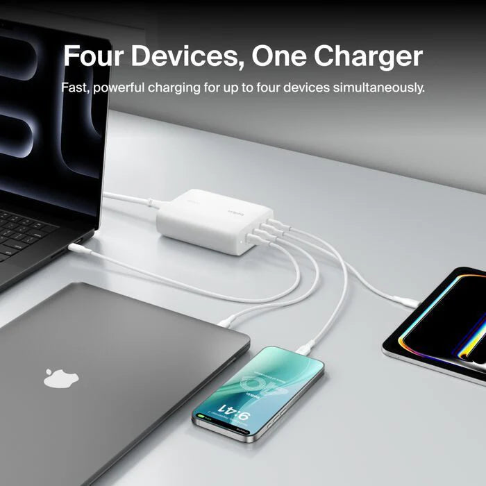 Belkin BoostCharge PRO 200W 4-Ports GaN Desktop Charger (140W C1+C2 Max, 60W C3+C4 Max)