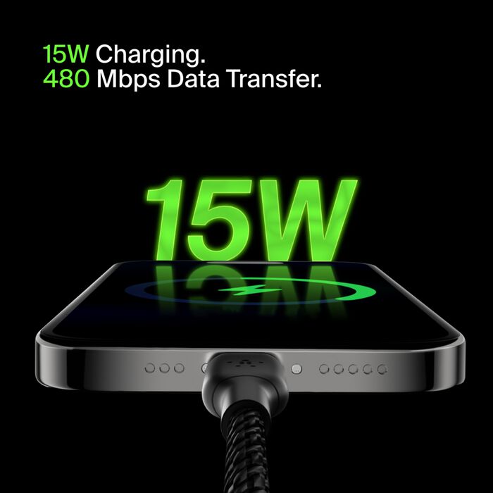 Belkin BoostCharge USB-A to USB-C Braided Cable, 1M, Black