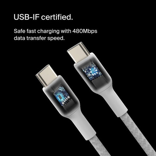 Belkin BoostCharge braided USB-C to USB-C 2M, White, 2pack