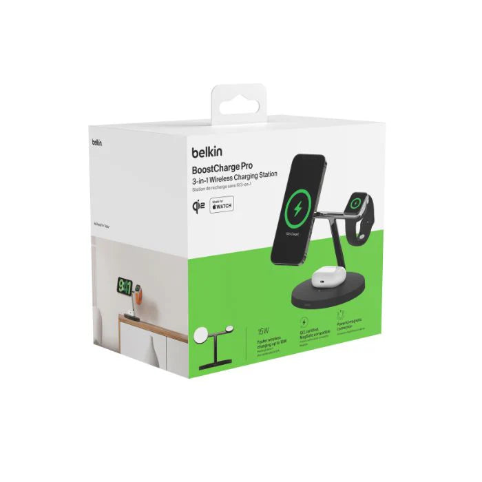 Belkin BoostCharge 3-in-1 Qi2 wireless charger, Black
