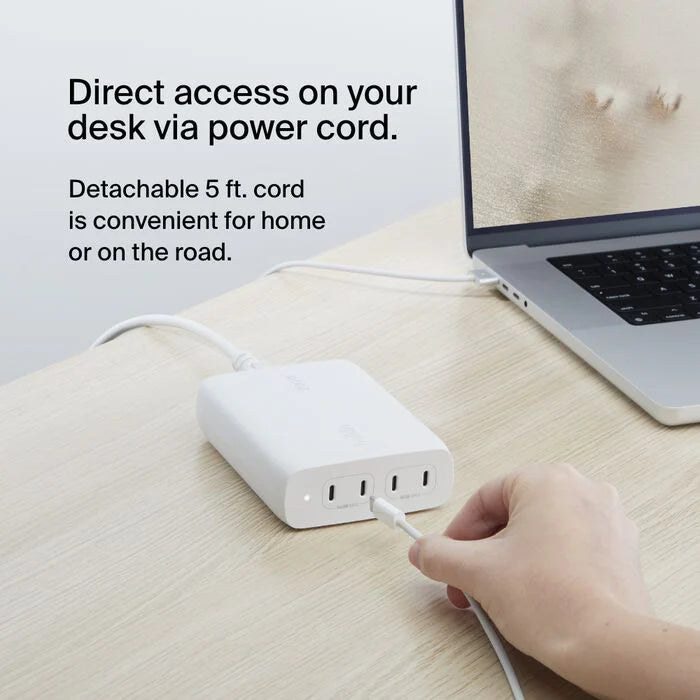 Belkin BoostCharge PRO 200W 4-Ports GaN Desktop Charger (140W C1+C2 Max, 60W C3+C4 Max)