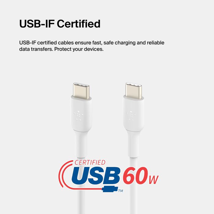 Belkin BoostCharge USB-C to USB-C Cable, 1M, White