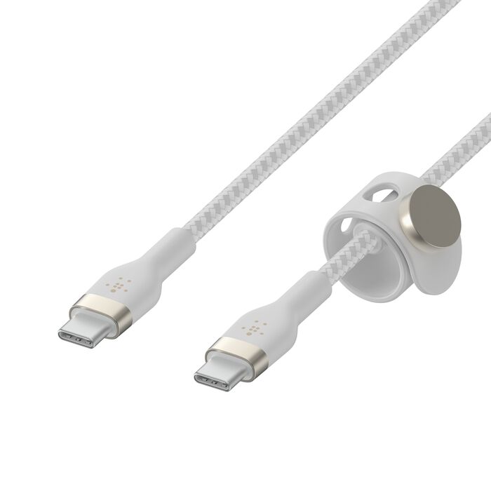 Belkin BoostCharge PRO Flex USB-C to USB-C Braided Silicone Cable, 1M, White