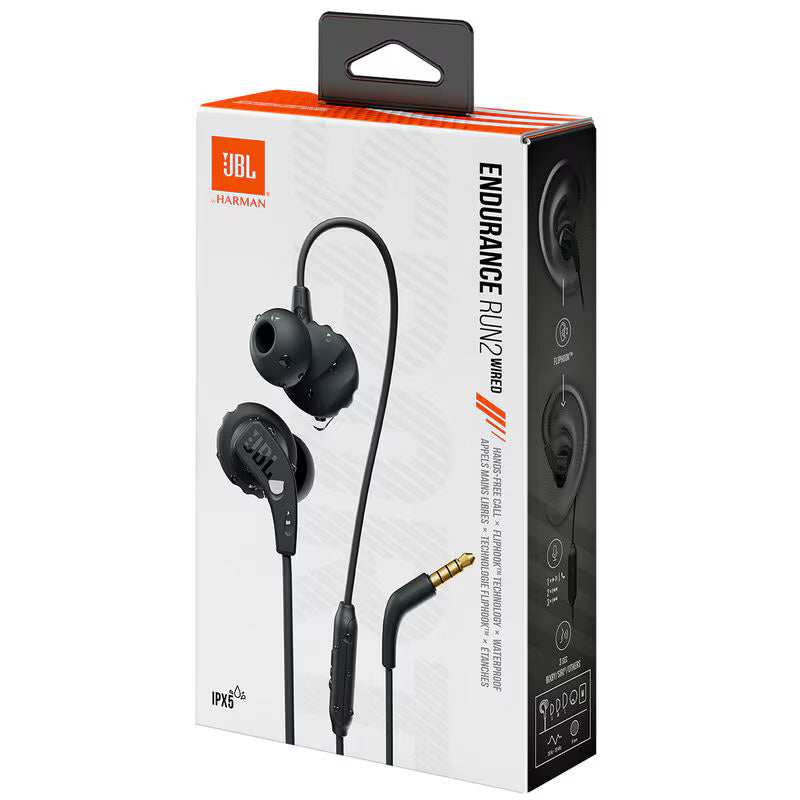 JBL Endurance RUN 2 Wired Sports In Ear Headphones Black