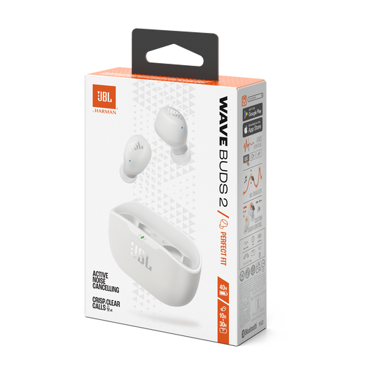 JBL Wave Buds 2 Noise Cancelling Earbuds WHITE