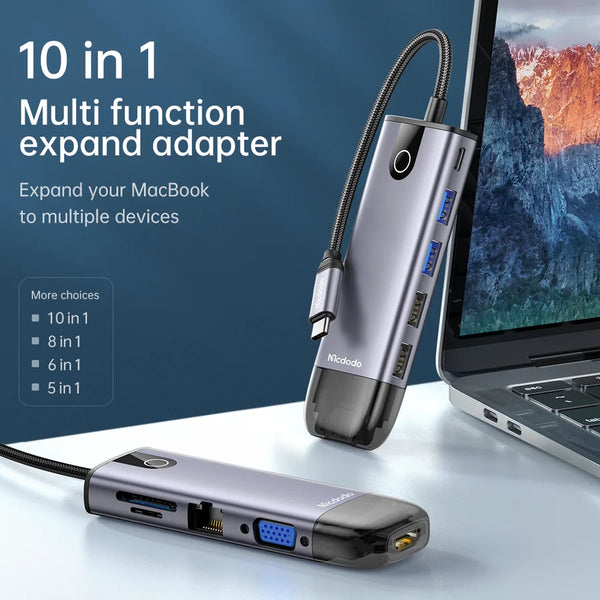 MCDODO 10 in 1 USB-C Hub - Gray