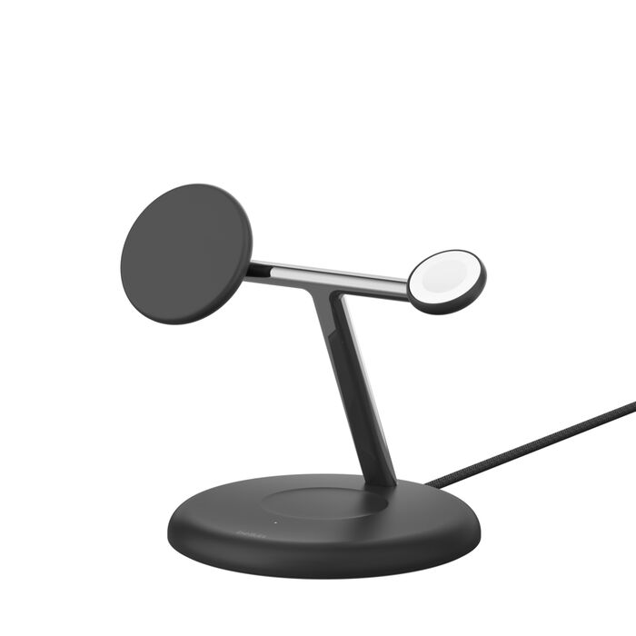 Belkin BoostCharge 3-in-1 Magnetic Charging Stand with Qi2 Fast Wireless Charging 15W, Black