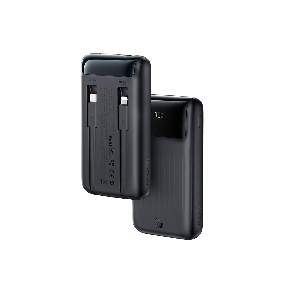 Mcdodo 10000mAh 33W Power Bank with Built in Cables Digital Display - Black