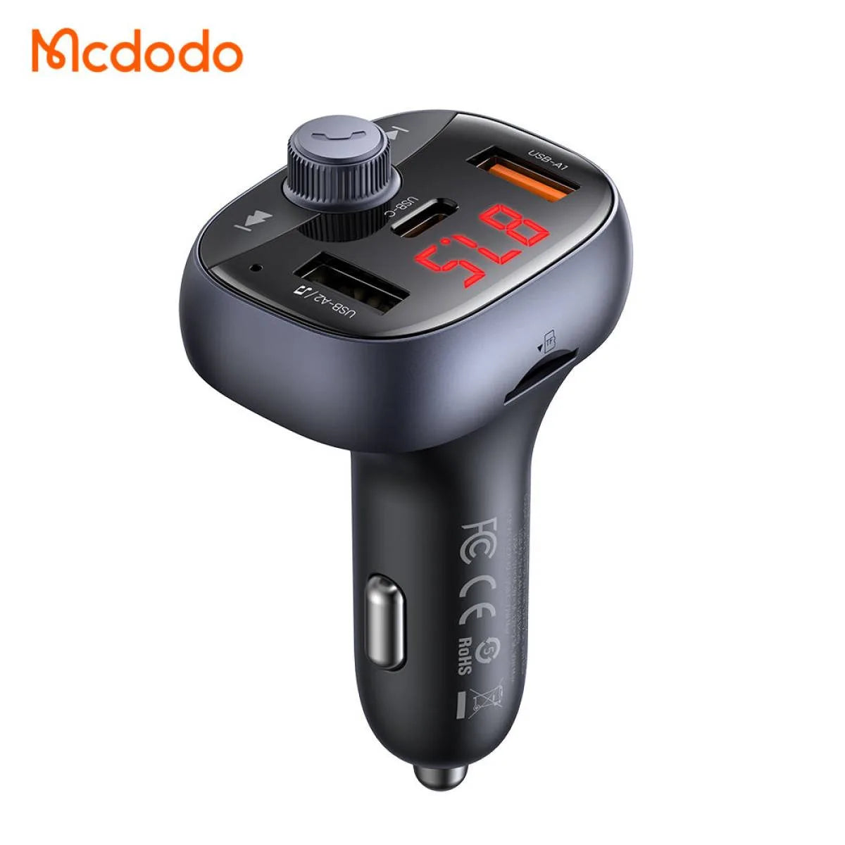Mcdodo cargo 72w 3-port car charger with wireless radio fm transmitter -BLACK
