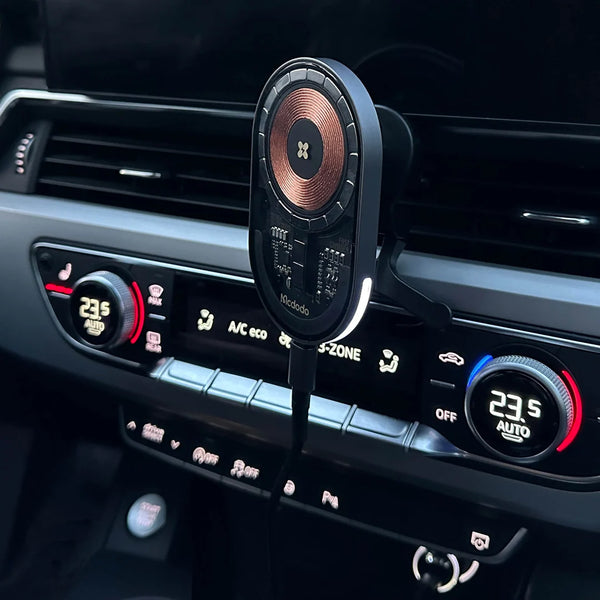 Mcdodo transparent magnetic wireless charging car mount - BLACK