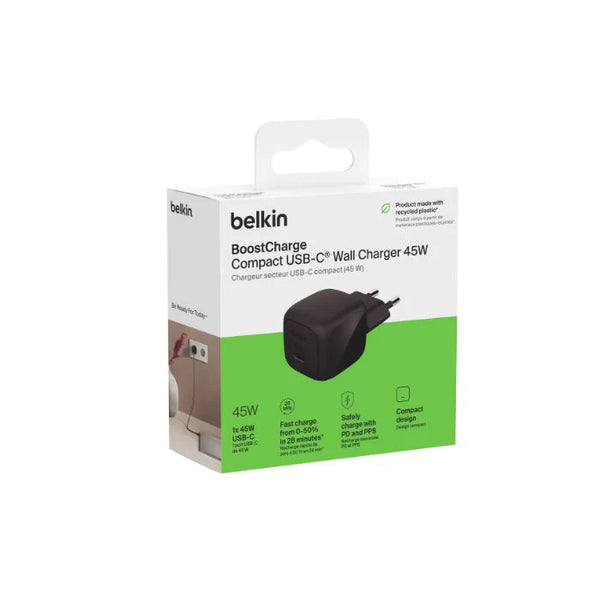 Belkin BoostCharge 45W USB PD WALL CHARGER WITH PPS, BLK