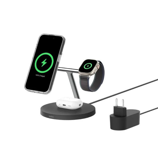 Belkin BoostCharge 3-in-1 Qi2 wireless charger, Black