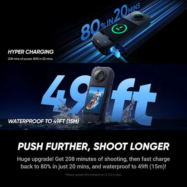 Insta360 X5 Essentials Bundle X5 Camera + Extra Battery + 114cm Invisible Selfie Stick