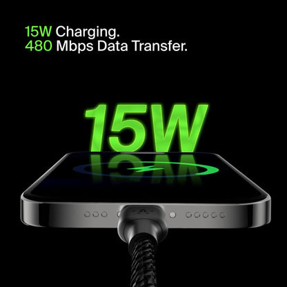 Belkin BoostCharge USB-A to USB-C Braided Cable, 1M, Black