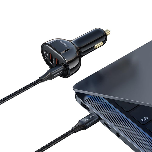 Mcdodo Charger 128W USB+ 2 Type-C Car Charger with Digital Display - Black