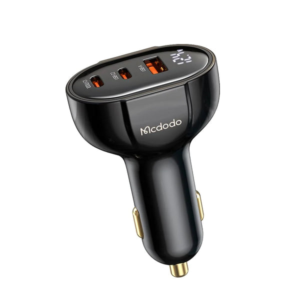 Mcdodo Charger 128W USB+ 2 Type-C Car Charger with Digital Display - Black