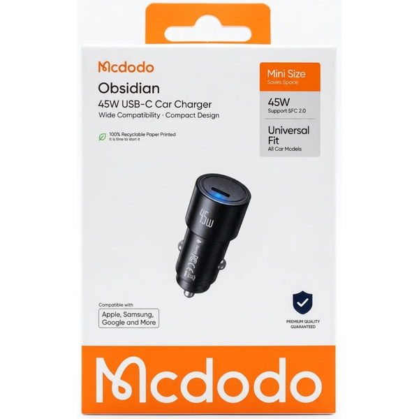 Mcdodo Obsidian 45W USB-C Car Charger -Black