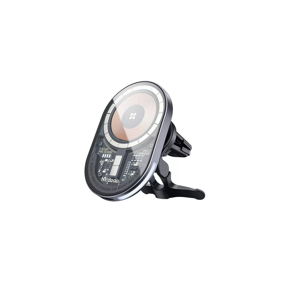 Mcdodo transparent magnetic wireless charging car mount - BLACK