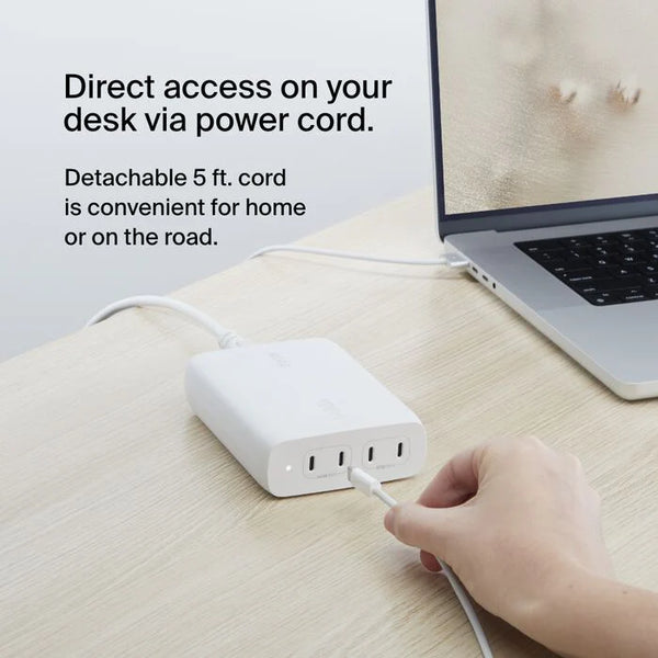 Belkin BoostCharge PRO 200W 4-Ports GaN Desktop Charger (140W C1+C2 Max, 60W C3+C4 Max)