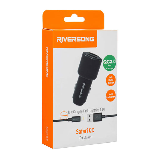Riversong C3 Safari Fast Car Charger Lightning Cable - Black