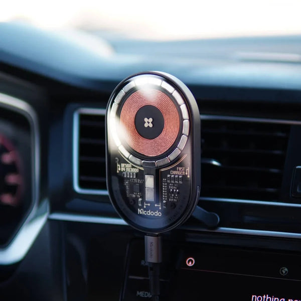 Mcdodo transparent magnetic wireless charging car mount - BLACK