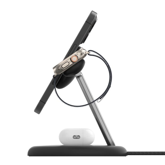 Belkin BoostCharge 3-in-1 Magnetic Charging Stand with Qi2 Fast Wireless Charging 15W, Black