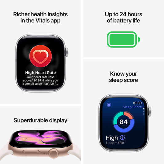 Apple Watch Series 11 GPS 42mm Silver Aluminium Case with Purple Fog Sport Band