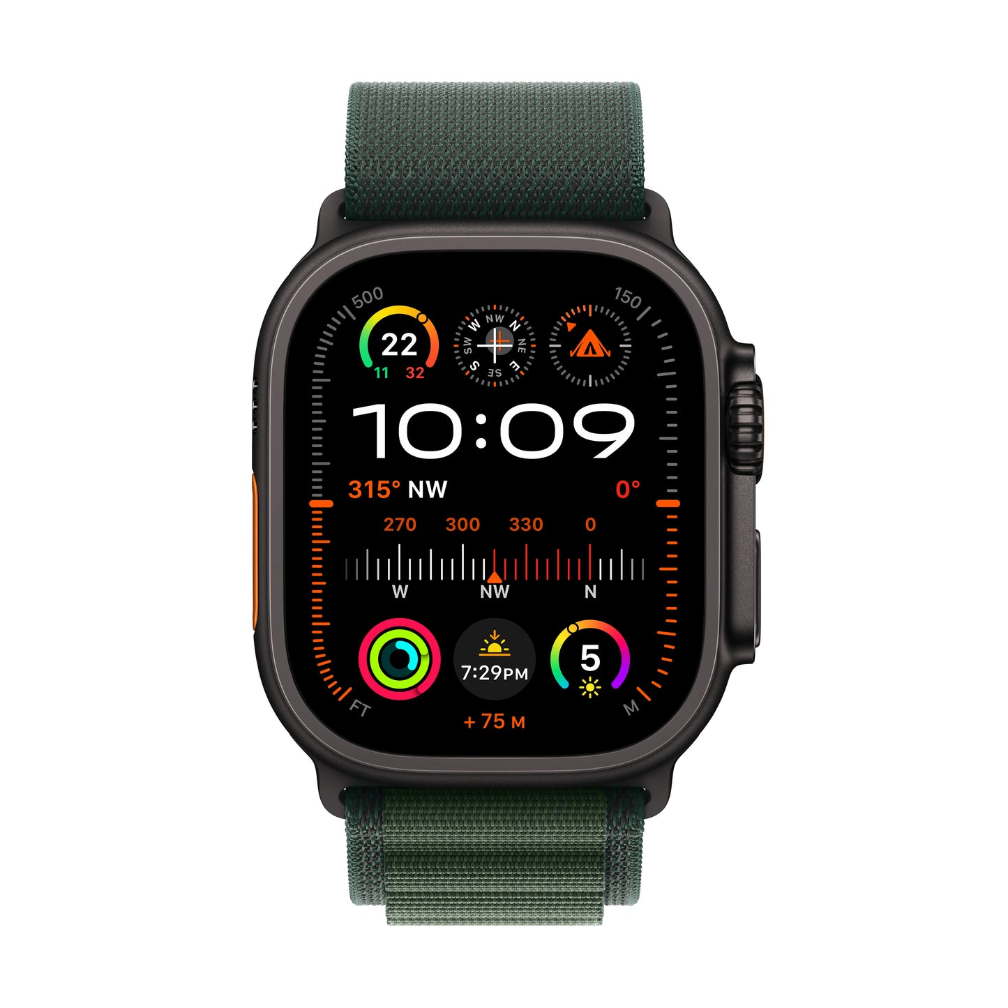 Apple Watch Ultra 2 GPS + Cellular 49mm Black Titanium Case with Dark Green Alpine Loop