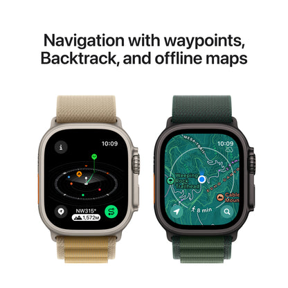 Apple Watch Ultra 2 GPS + Cellular 49mm Black Titanium Case with Dark Green Alpine Loop