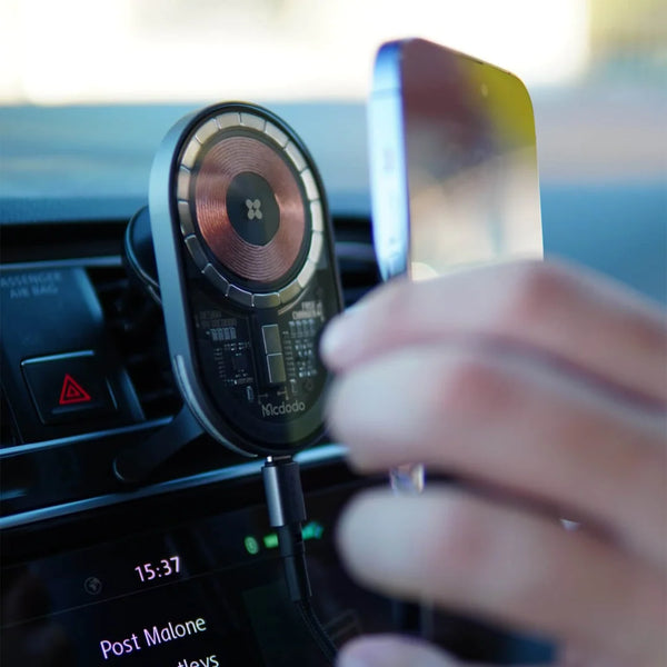 Mcdodo transparent magnetic wireless charging car mount - BLACK