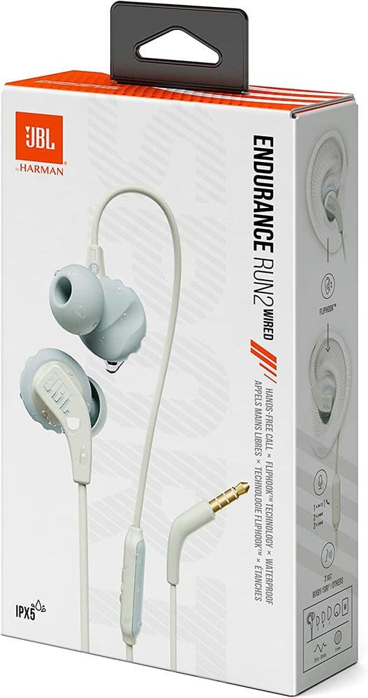 JBL Endurance RUN 2 Wired Sports In Ear Headphones white