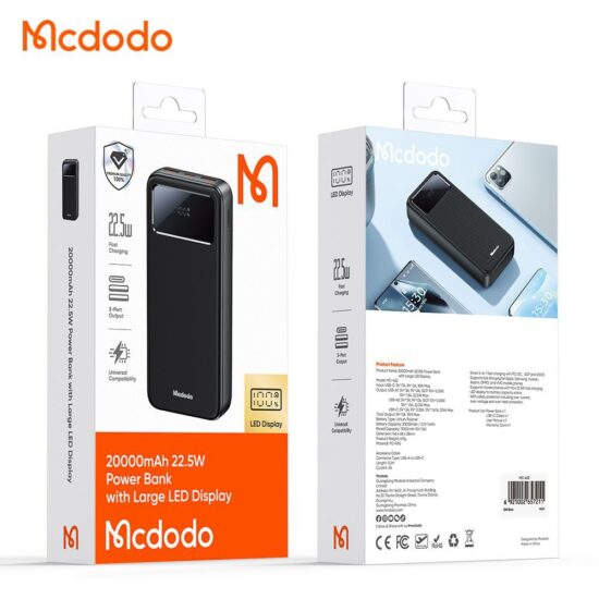 Mcdodo 20000mAh 22.5W Digital Display Power Bank