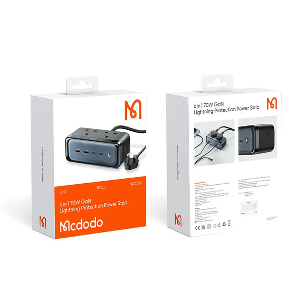 Mcdodo GaN Power Strip 70W Lightning Protection - Black