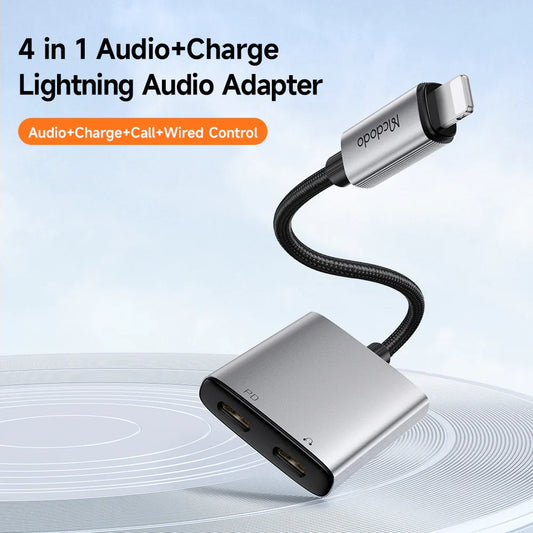 Mcdodo 2 in 1 Lightning to Dual Lightning Audio Adapter - Black