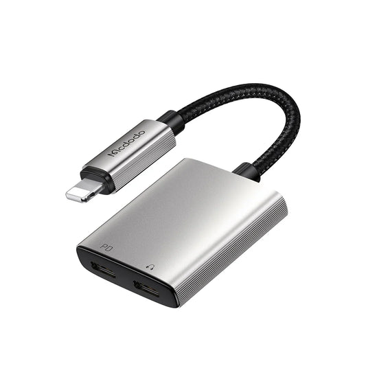 Mcdodo 2 in 1 Lightning to Dual Lightning Audio Adapter - Black