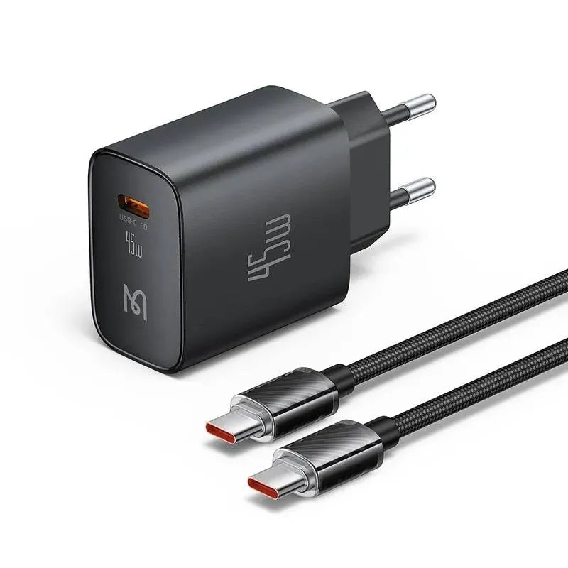 Mcdodo CH-508 45W GaN & 5A Cable (USB-C to USB-C) Fast Charger Set - BLACK
