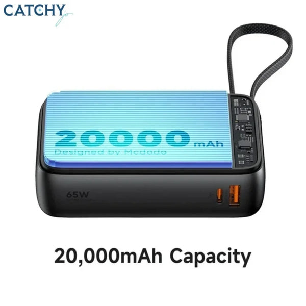Mcdodo  20000mAh 65W Power Bank with Built-in USB-C Cable & Digital Display