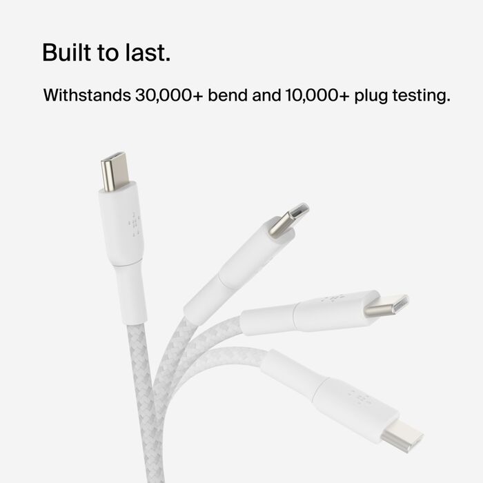 Belkin BoostCharge braided USB-C to USB-C 2M, White, 2pack