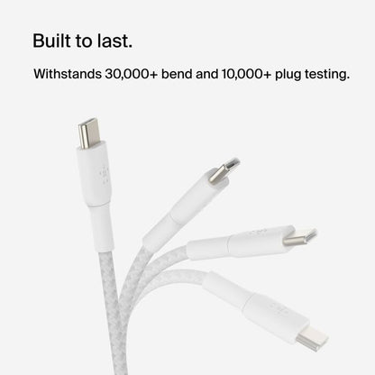 Belkin BoostCharge braided USB-C to USB-C 2M, White, 2pack