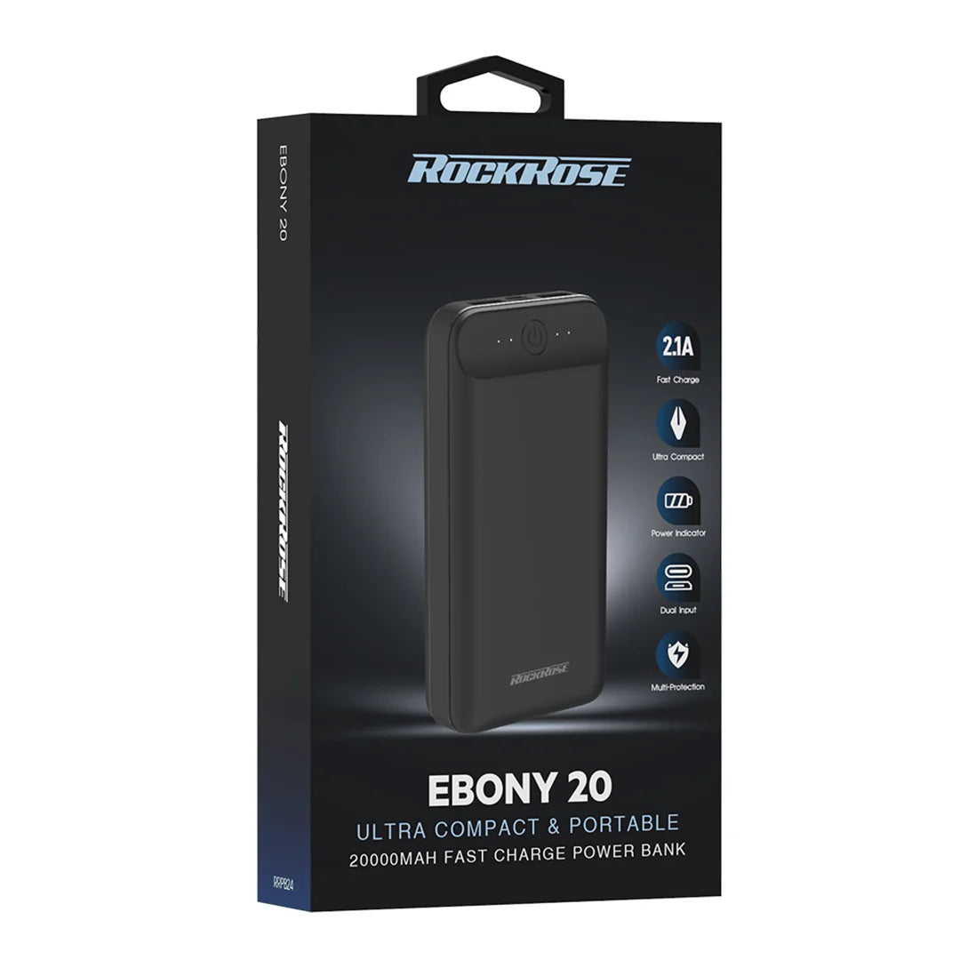 RockRose Ebony 20 20000 mAh Portable & Compact Power Bank