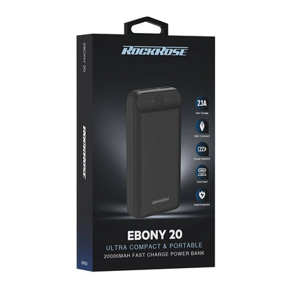 RockRose Ebony 20 20000 mAh Portable & Compact Power Bank