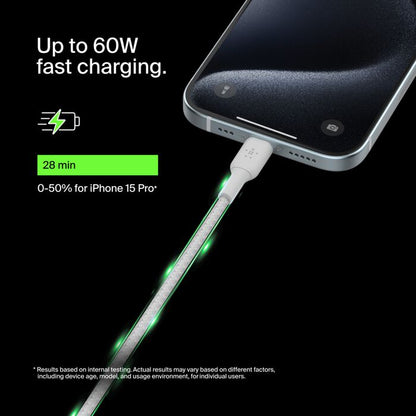 Belkin BoostCharge braided USB-C to USB-C 2M, White, 2pack