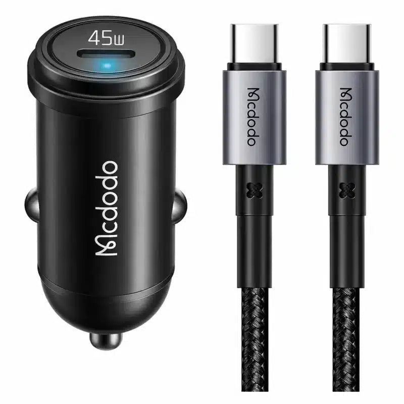 mcdodo obsidian 45w usb-c car charger kit - Black