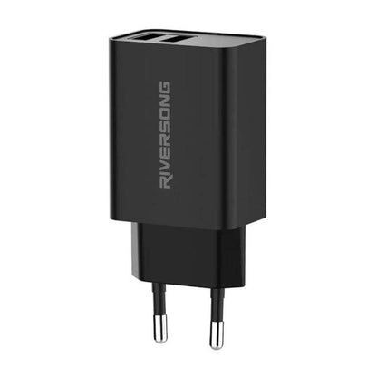 Riversong SafeKub D2 Dual-Port Wall Charger - Black
