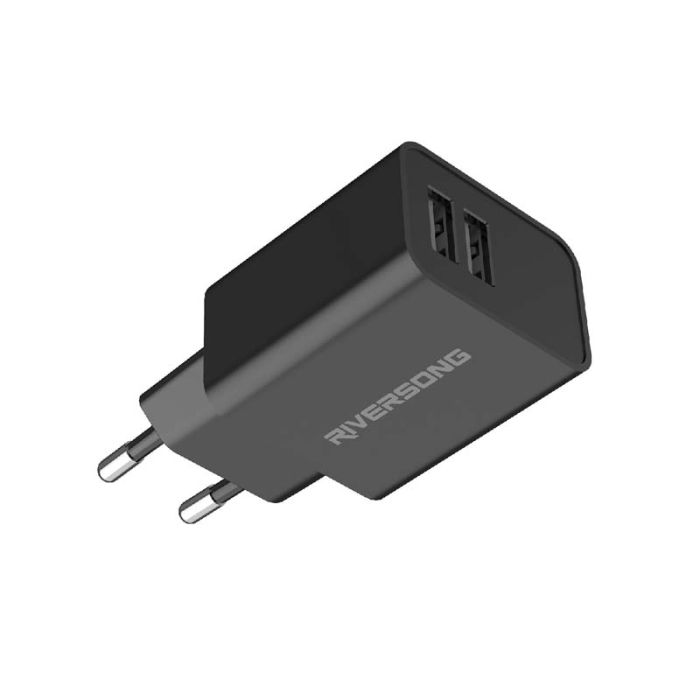 Riversong SafeKub D2 Dual-Port Wall Charger - Black
