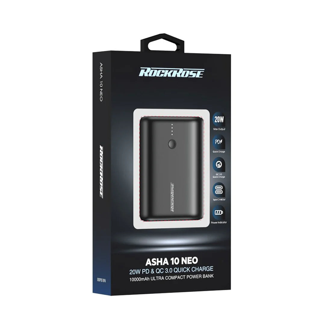 RockRose Asha 10 NEO 10000 mAh PD & QC 3.0 Power Bank